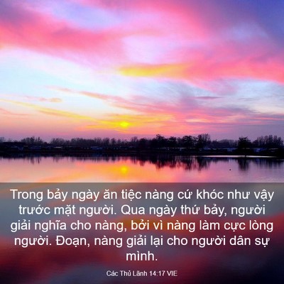 Picture 03 - Các Thủ Lãnh 14:17 VIE - Trong bảy ngày ăn tiệc nàng cứ khóc - Bible Verse Picture