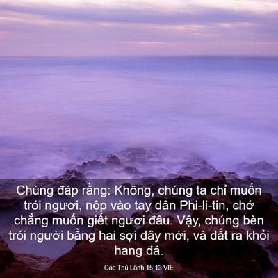 Picture 03 - Các Thủ Lãnh 15:13 VIE - Chúng đáp rằng: Không, chúng ta chỉ - Bible Verse Picture