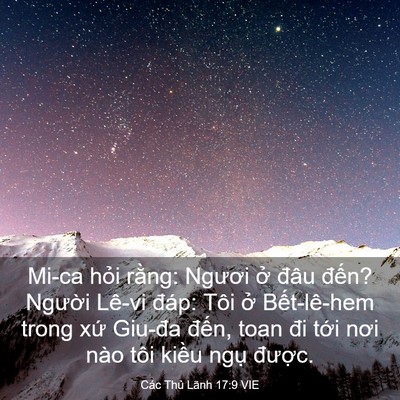 Picture 03 - Các Thủ Lãnh 17:9 VIE - Mi-ca hỏi rằng: Ngươi ở đâu đến? - Bible Verse Picture