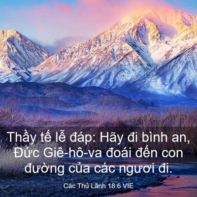 Picture 03 - Các Thủ Lãnh 18:6 VIE - Thầy tế lễ đáp: Hãy đi bình an, Đức - Bible Verse Picture