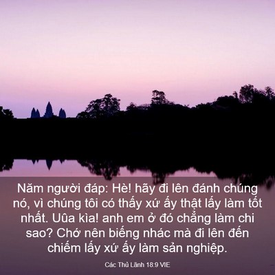 Picture 03 - Các Thủ Lãnh 18:9 VIE - Năm người đáp: Hè! hãy đi lên đánh - Bible Verse Picture