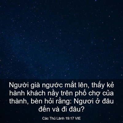 Picture 03 - Các Thủ Lãnh 19:17 VIE - Người già ngước mắt lên, thấy kẻ - Bible Verse Picture