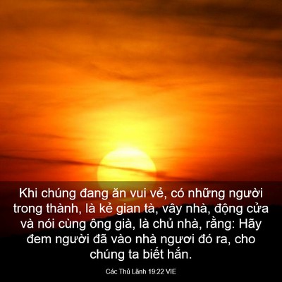 Picture 03 - Các Thủ Lãnh 19:22 VIE - Khi chúng đang ăn vui vẻ, có những - Bible Verse Picture