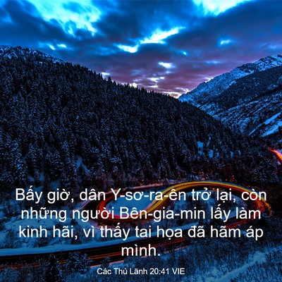 Picture 03 - Các Thủ Lãnh 20:41 VIE - Bấy giờ, dân Y-sơ-ra-ên trở lại, còn - Bible Verse Picture