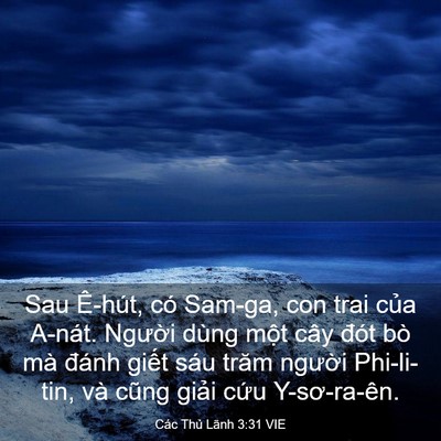 Picture 03 - Các Thủ Lãnh 3:31 VIE - Sau Ê-hút, có Sam-ga, con trai của A-nát. - Bible Verse Picture