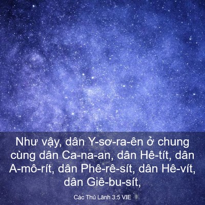 Picture 03 - Các Thủ Lãnh 3:5 VIE - Như vậy, dân Y-sơ-ra-ên ở chung cùng - Bible Verse Picture