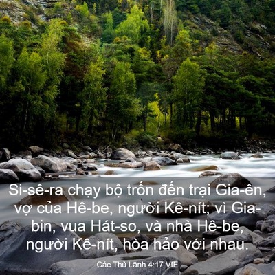 Picture 03 - Các Thủ Lãnh 4:17 VIE - Si-sê-ra chạy bộ trốn đến trại - Bible Verse Picture