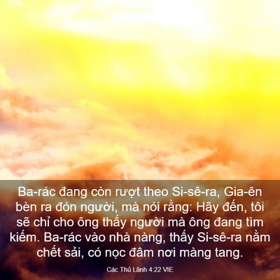 Picture 03 - Các Thủ Lãnh 4:22 VIE - Ba-rác đang còn rượt theo Si-sê-ra, - Bible Verse Picture