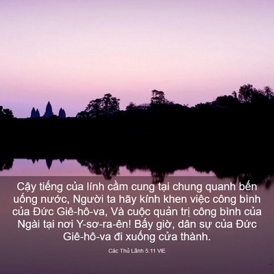 Picture 03 - Các Thủ Lãnh 5:11 VIE - Cậy tiếng của lính cầm cung tại chung - Bible Verse Picture