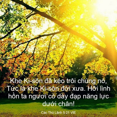 Picture 03 - Các Thủ Lãnh 5:21 VIE - Khe Ki-sôn đã kéo trôi chúng nó, Tức là - Bible Verse Picture