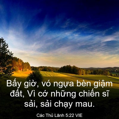 Picture 03 - Các Thủ Lãnh 5:22 VIE - Bấy giờ, vó ngựa bèn giậm đất, Vì - Bible Verse Picture