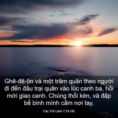Picture 03 - Các Thủ Lãnh 7:19 VIE - Ghê-đê-ôn và một trăm quân theo người - Bible Verse Picture