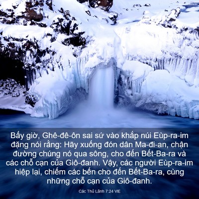 Picture 03 - Các Thủ Lãnh 7:24 VIE - Bấy giờ, Ghê-đê-ôn sai sứ vào khắp - Bible Verse Picture