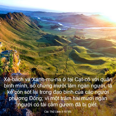 Picture 03 - Các Thủ Lãnh 8:10 VIE - Xê-bách và Xanh-mu-na ở tại Cạt-cô - Bible Verse Picture