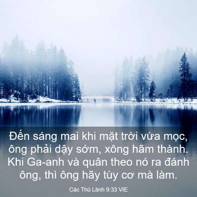 Picture 03 - Các Thủ Lãnh 9:33 VIE - Đến sáng mai khi mặt trời vừa mọc, - Bible Verse Picture