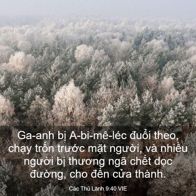 Picture 03 - Các Thủ Lãnh 9:40 VIE - Ga-anh bị A-bi-mê-léc đuổi theo, chạy - Bible Verse Picture