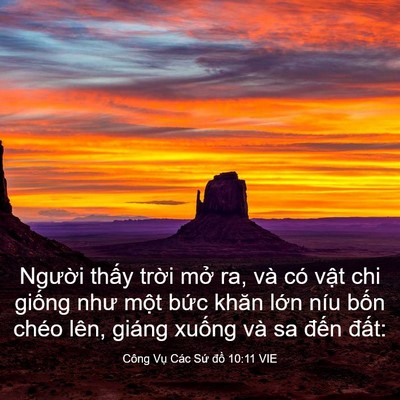 Picture 03 - Công Vụ Các Sứ đồ 10:11 VIE - Người thấy trời mở ra, và có vật chi - Bible Verse Picture
