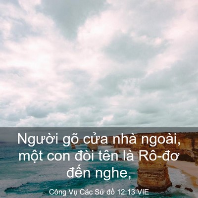 Picture 03 - Công Vụ Các Sứ đồ 12:13 VIE - Người gõ cửa nhà ngoài, một con đòi - Bible Verse Picture