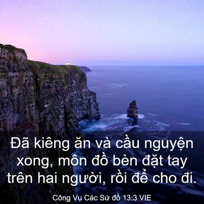 Picture 03 - Công Vụ Các Sứ đồ 13:3 VIE - Đã kiêng ăn và cầu nguyện xong, môn - Bible Verse Picture