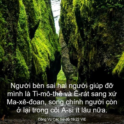 Picture 03 - Công Vụ Các Sứ đồ 19:22 VIE - Người bèn sai hai người giúp đỡ mình - Bible Verse Picture