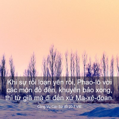 Picture 03 - Công Vụ Các Sứ đồ 20:1 VIE - Khi sự rối loạn yên rồi, Phao-lô vời - Bible Verse Picture