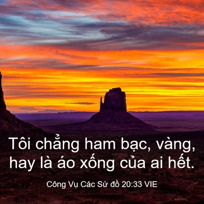 Picture 03 - Công Vụ Các Sứ đồ 20:33 VIE - Tôi chẳng ham bạc, vàng, hay là áo xống - Bible Verse Picture