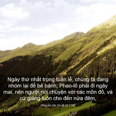 Picture 03 - Công Vụ Các Sứ đồ 20:7 VIE - Ngày thứ nhất trong tuần lễ, chúng ta - Bible Verse Picture