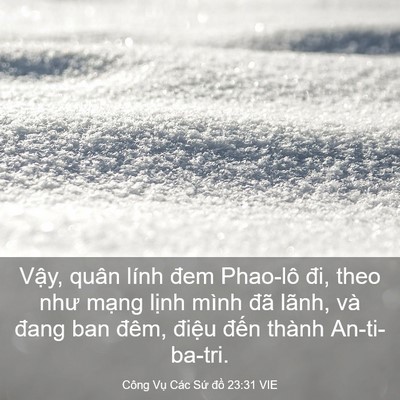 Picture 03 - Công Vụ Các Sứ đồ 23:31 VIE - Vậy, quân lính đem Phao-lô đi, theo như - Bible Verse Picture