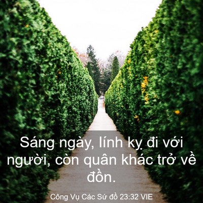 Picture 03 - Công Vụ Các Sứ đồ 23:32 VIE - Sáng ngày, lính kỵ đi với người, còn - Bible Verse Picture