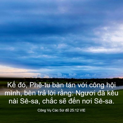 Picture 03 - Công Vụ Các Sứ đồ 25:12 VIE - Kế đó, Phê-tu bàn tán với công hội - Bible Verse Picture
