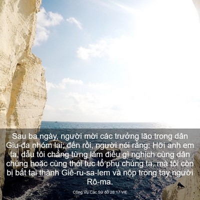 Picture 03 - Công Vụ Các Sứ đồ 28:17 VIE - Sau ba ngày, người mời các trưởng lão - Bible Verse Picture