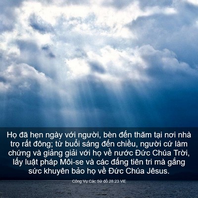 Picture 03 - Công Vụ Các Sứ đồ 28:23 VIE - Họ đã hẹn ngày với người, bèn đến - Bible Verse Picture