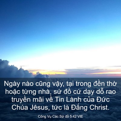 Picture 03 - Công Vụ Các Sứ đồ 5:42 VIE - Ngày nào cũng vậy, tại trong đền thờ - Bible Verse Picture