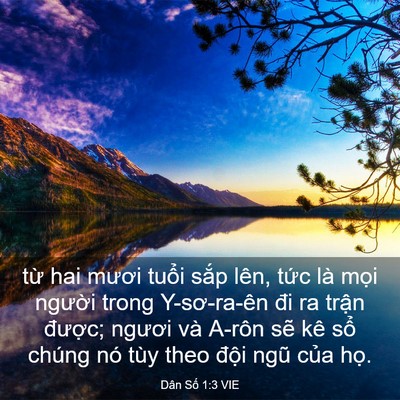 Picture 03 - Dân Số 1:3 VIE - từ hai mươi tuổi sắp lên, tức là - Bible Verse Picture