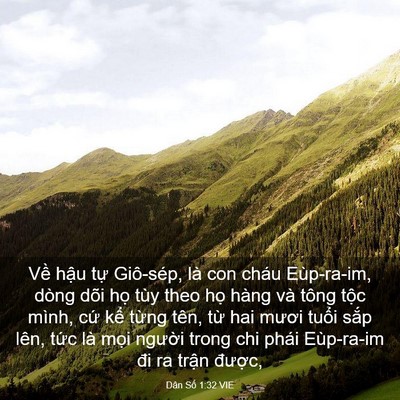 Picture 03 - Dân Số 1:32 VIE - Về hậu tự Giô-sép, là con cháu - Bible Verse Picture