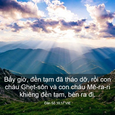 Picture 03 - Dân Số 10:17 VIE - Bấy giờ, đền tạm đã tháo dỡ, rồi - Bible Verse Picture