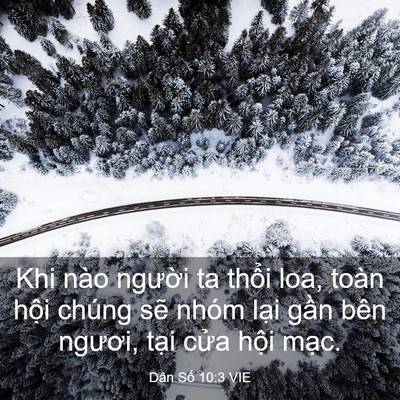 Picture 03 - Dân Số 10:3 VIE - Khi nào người ta thổi loa, toàn hội - Bible Verse Picture