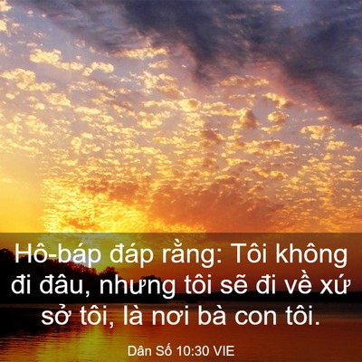 Picture 03 - Dân Số 10:30 VIE - Hô-báp đáp rằng: Tôi không đi đâu, - Bible Verse Picture