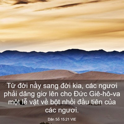 Picture 03 - Dân Số 15:21 VIE - Từ đời nầy sang đời kia, các ngươi - Bible Verse Picture