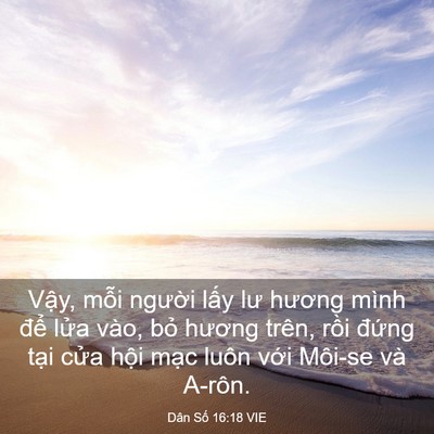 Picture 03 - Dân Số 16:18 VIE - Vậy, mỗi người lấy lư hương mình - Bible Verse Picture