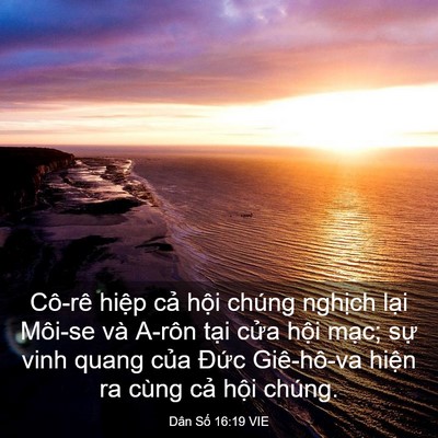 Picture 03 - Dân Số 16:19 VIE - Cô-rê hiệp cả hội chúng nghịch lại - Bible Verse Picture