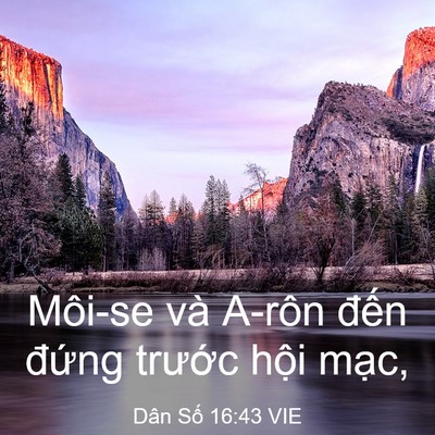 Picture 03 - Dân Số 16:43 VIE - Môi-se và A-rôn đến đứng trước hội - Bible Verse Picture