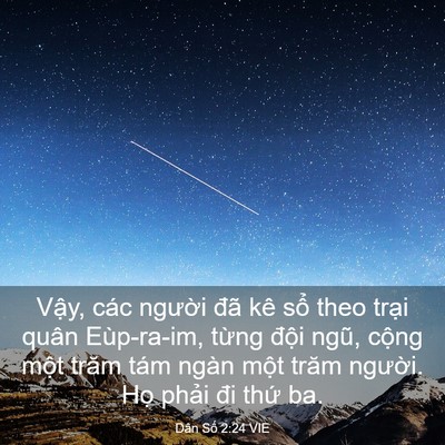 Picture 03 - Dân Số 2:24 VIE - Vậy, các người đã kê sổ theo trại - Bible Verse Picture