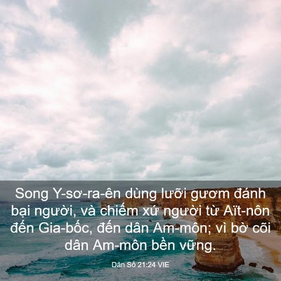Picture 03 - Dân Số 21:24 VIE - Song Y-sơ-ra-ên dùng lưỡi gươm đánh - Bible Verse Picture