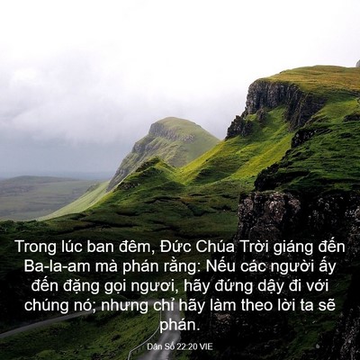 Picture 03 - Dân Số 22:20 VIE - Trong lúc ban đêm, Đức Chúa Trời giáng - Bible Verse Picture