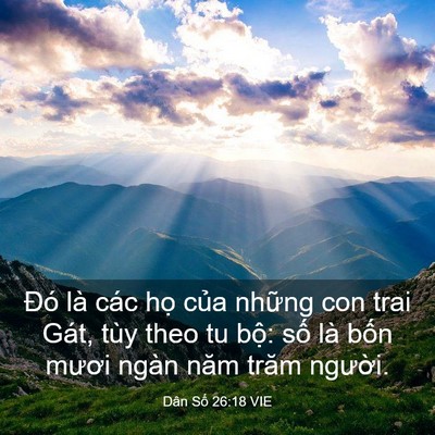 Picture 03 - Dân Số 26:18 VIE - Đó là các họ của những con trai Gát, - Bible Verse Picture