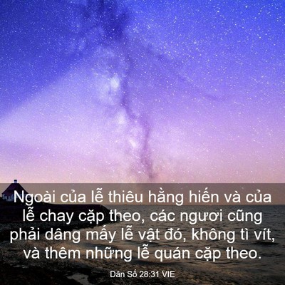 Picture 03 - Dân Số 28:31 VIE - Ngoài của lễ thiêu hằng hiến và của - Bible Verse Picture