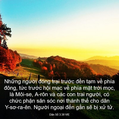 Picture 03 - Dân Số 3:38 VIE - Những người đóng trại trước đền - Bible Verse Picture