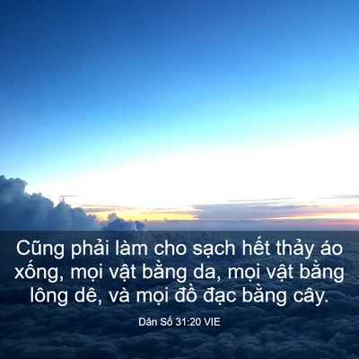 Picture 03 - Dân Số 31:20 VIE - Cũng phải làm cho sạch hết thảy áo - Bible Verse Picture