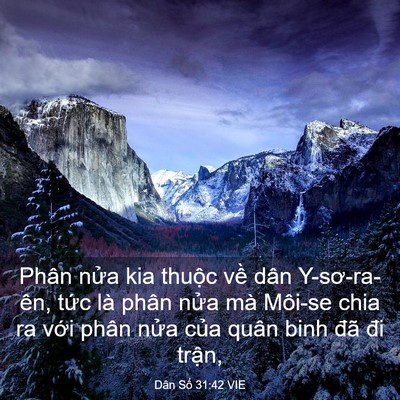 Picture 03 - Dân Số 31:42 VIE - Phân nửa kia thuộc về dân Y-sơ-ra-ên, - Bible Verse Picture